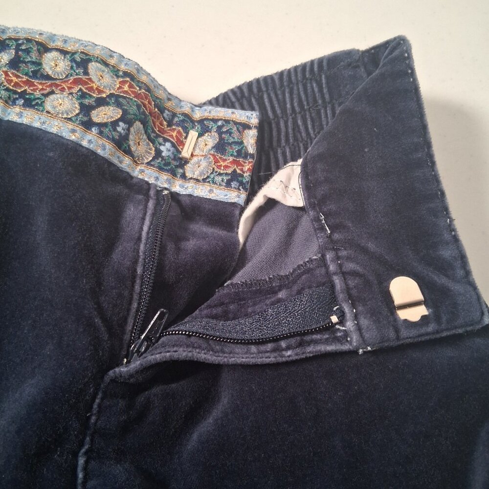 Vintage Y2K Mary Kate And Ashley Olson Velvet Pants Girls 6X Blue Floral Trim - Picture 11 of 11